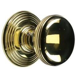 Ringed Pattern Mortice Knob Set - Polished Brass (Lacquered)