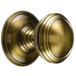 Plain Flat Bun Shape Door Knobs - Antique Brass (Lacquered)
