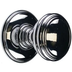 Plain Flat Bun Shape Door Knobs - Polished Chrome