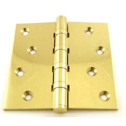4 Ball Bearing Broad Butt Projection Hinge 102mm X 102mm Polished Brass (Lacquered)