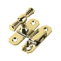 Reeded Pattern T-Handle Throw Over Fastener - Polished Brass (Lacquered)