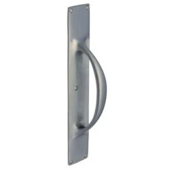 Bow Shape Pull Handle On Heavy Cast Backplate - Face Fixed - Satin Chrome