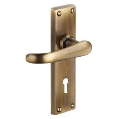 Windsor Suite - Straight Victorian Door Handles - Antique Brass (Gloss Lacquered)
