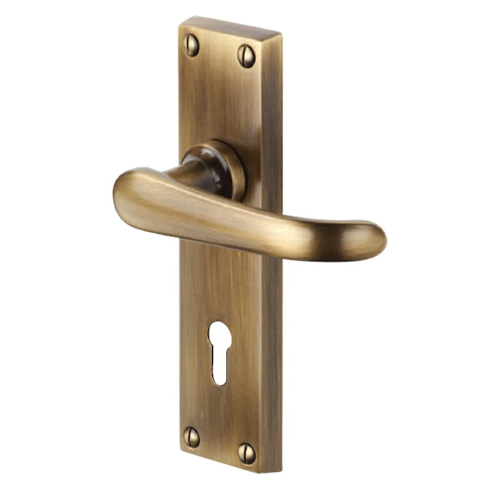 Windsor Suite - Straight Victorian Door Handles - Antique Brass (Gloss Lacquered) - Image 2