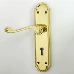 Shaped Georgian Lever Suite - Large Plate - Polished Brass (Lacquered)