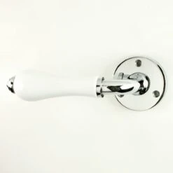 Plain White Porcelain Lever On Rose - Carlisle Brass - Polished Chrome