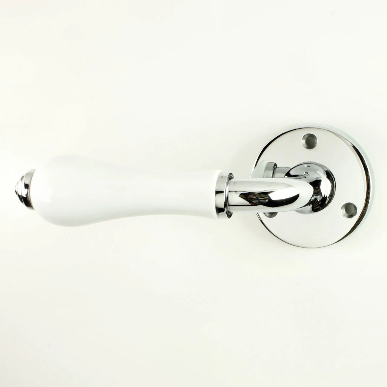 Plain White Porcelain Lever On Rose - Carlisle Brass - Polished Chrome