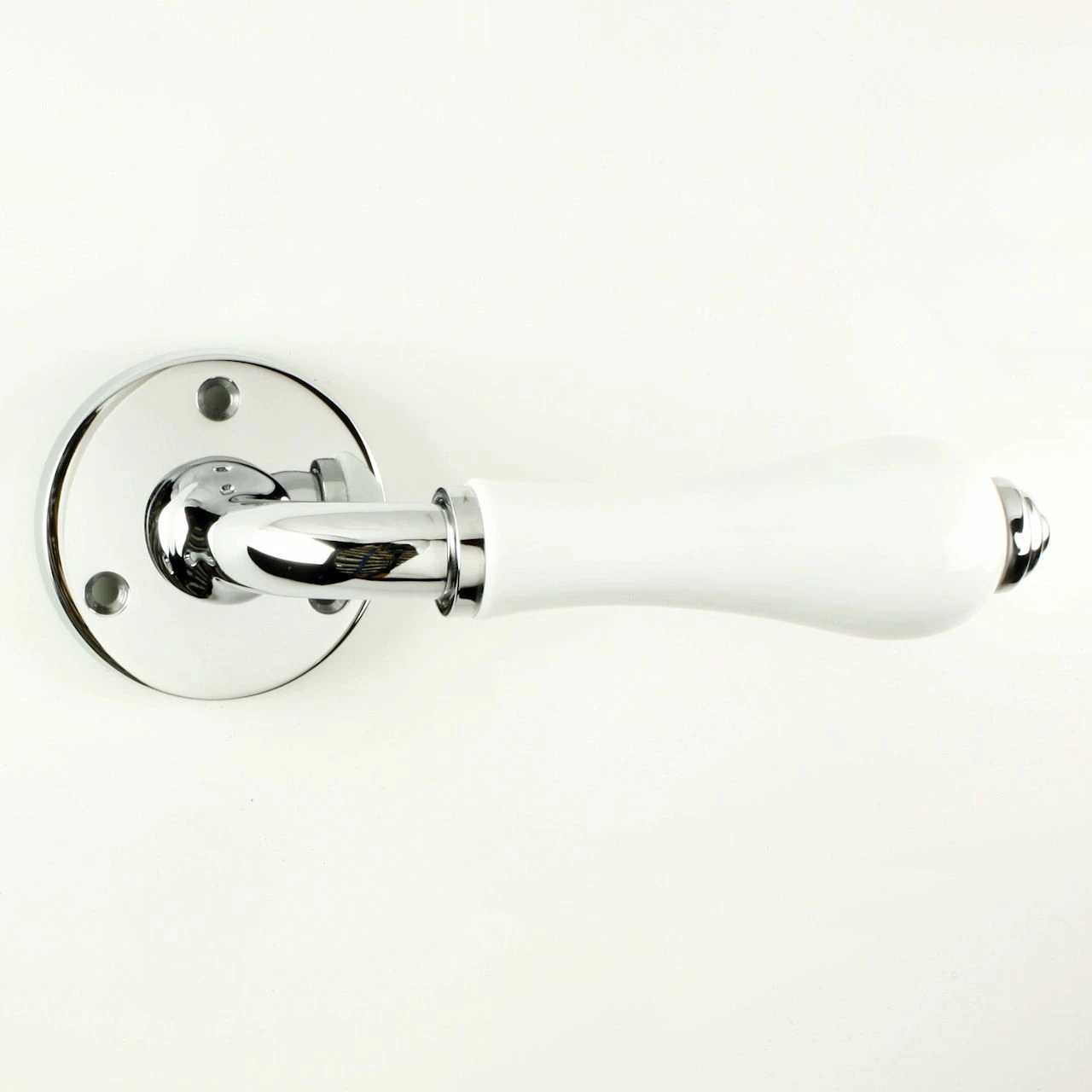 Plain White Porcelain Lever On Rose - Carlisle Brass - Polished Chrome - Image 4