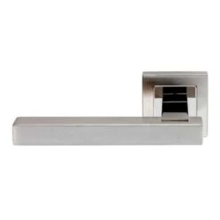 Square T-Bar Lever On Square Rose - Dual Stainless Steel - Suitable For Use With FD30 / FD60 Fire Doors