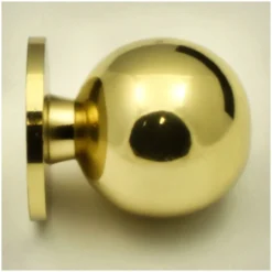 Plain Ball Shape Cupboard Knobs With Fixed Rose - Polished Brass (Lacquered)