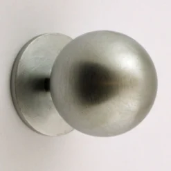 Plain Ball Shape Cupboard Knobs With Fixed Rose - 2 Sizes - Satin Chrome