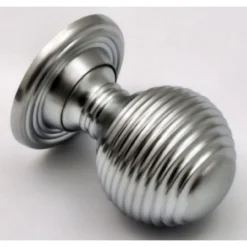 Queen Anne Style - Ringed Pattern Reeded Cupboard Door Knobs - 3 Sizes - Satin Chrome