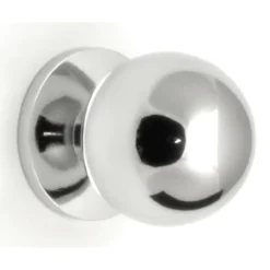 Plain Ball Shape Cupboard Knobs With Fixed Rose - 2 Sizes - Polished Chrome