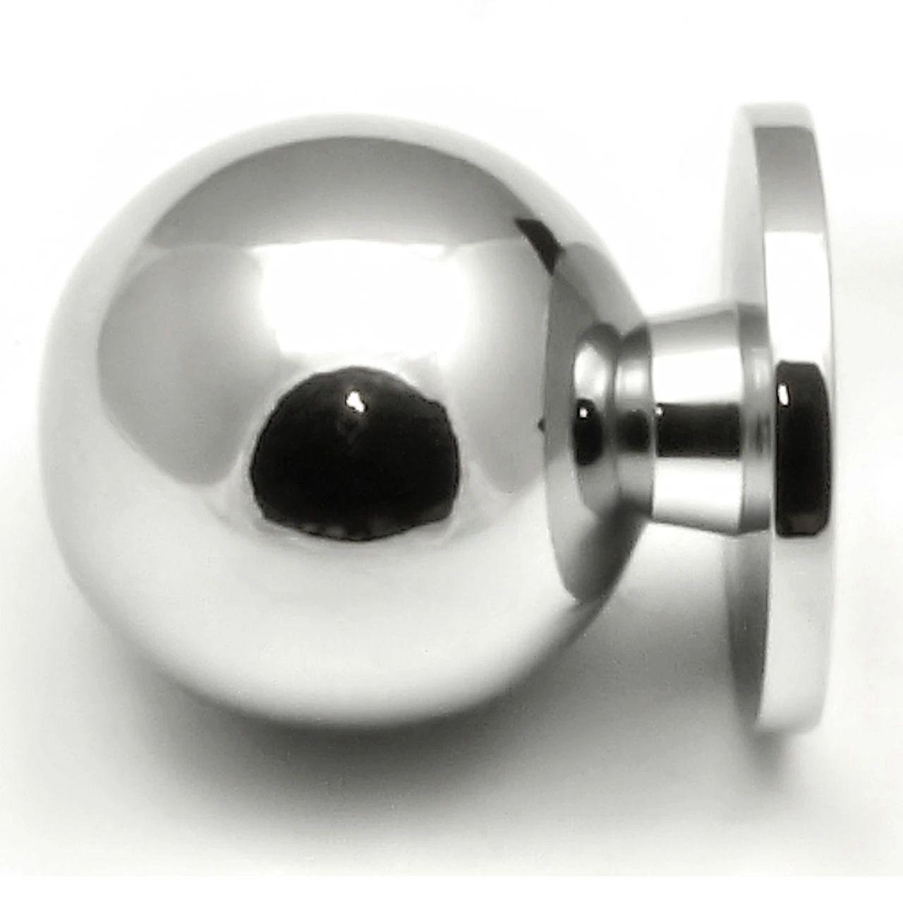 Plain Ball Shape Cupboard Knobs With Fixed Rose - 2 Sizes - Polished Chrome - Image 4