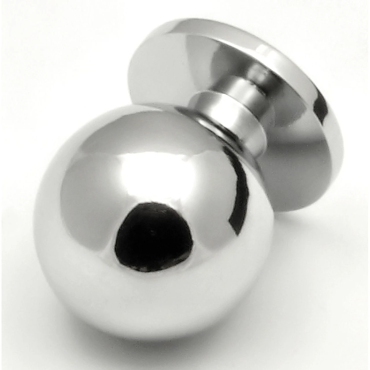 Plain Ball Shape Cupboard Knobs With Fixed Rose - 2 Sizes - Polished Chrome - Image 3