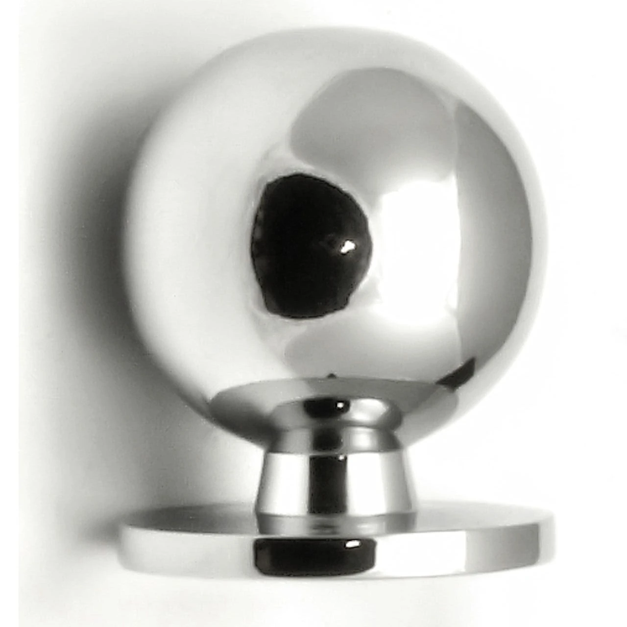 Plain Ball Shape Cupboard Knobs With Fixed Rose - 2 Sizes - Polished Chrome - Image 2