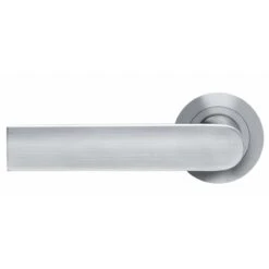 London - Lever Handles On Round Rose - Satin Stainless Steel