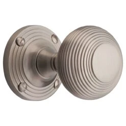 Reeded Pattern Mortice Door Knobs - Satin Nickel