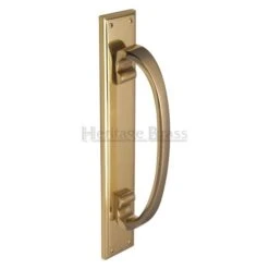 Pull Handle On Plate -Face Fixed - Polished Brass (Lacquered)