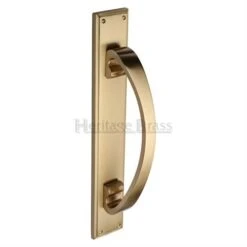 Pull Handle On Plate - Face Fixed - Satin Brass (Lacquered)