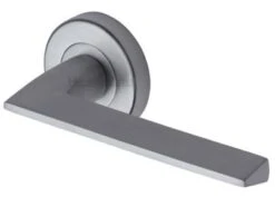 Pyramid Round Rose Lever Handles - Satin Chrome