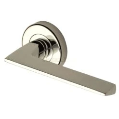 Pyramid Round Rose Lever Handles - Polished Nickel