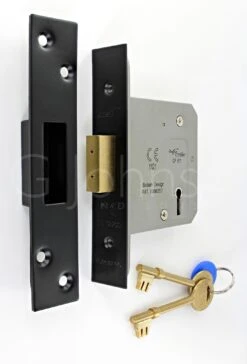 3 Lever Mortice Dead Lock - CE / UKCA Marked - Fire Rated - Certifire Approved - Matt Black