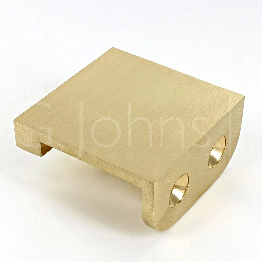 Rear Fixing Finger Edge Pull - With Cube Edge Design - Available In 4 Sizes - Satin Brass (Lacquered) - Image 2
