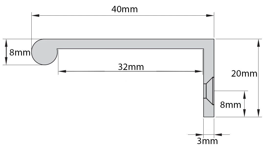 Rear Fixing Finger Edge Pull - With Rounded Edge Design - Available In 3 Sizes - Satin Nickel - Image 7