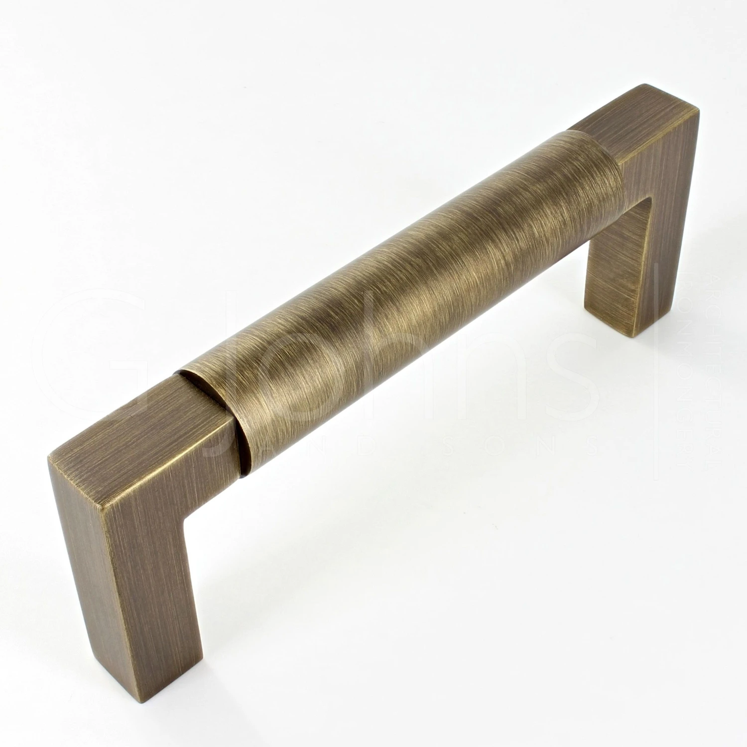 Rectangular Cabinet Pull Handle With Rounded Grip With Optional Base Rose - Antique Brass (Lacquered) - Image 2