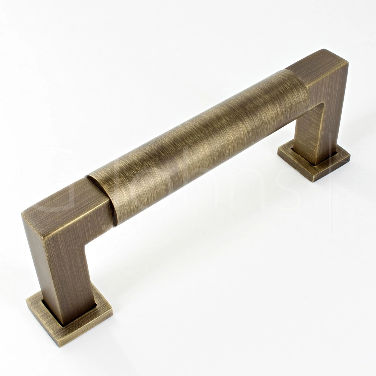 Rectangular Cabinet Pull Handle With Rounded Grip With Optional Base Rose - Antique Brass (Lacquered)