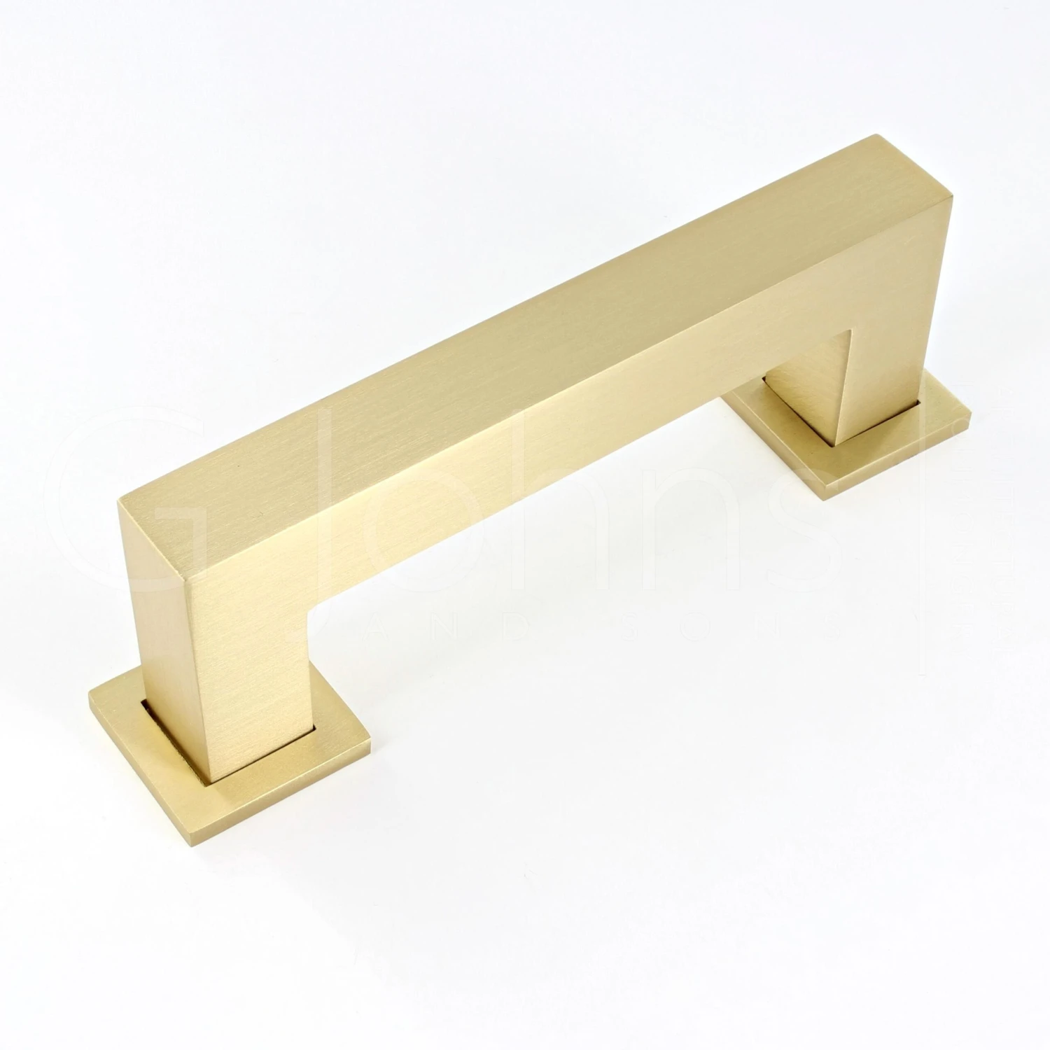 Rectangular Cube Shape Cabinet Pull Handle With Optional Base Rose - Satin Brass (Lacquered)