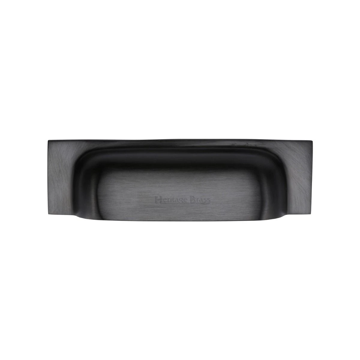 Rectangular Drawer Pull Cup Handle - Available In Two Sizes - Matt Black