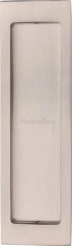 Rectangular Flush Pull Handle For Sliding Pocket Doors - 197mm X 57mm - Satin Nickel