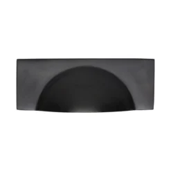 Half Moon Shape Cup Handle With Rectangular Back Plate - 112mm Width - Rear Fixing - Matt Black