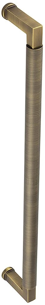 Rectangular Bolt Through Pull Handle With Rounded Grip - 439mm Length (425mm Centres) - Antique Brass (Lacquered) - Suitable For Use With FD30 / FD60 Fire Doors