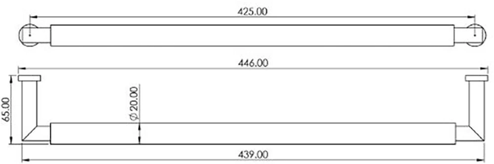 Rectangular Bolt Through Pull Handle With Rounded Grip - 439mm Length (425mm Centres) - Satin Brass (Lacquered) - Suitable For Use With FD30 / FD60 Fire Doors - Image 2
