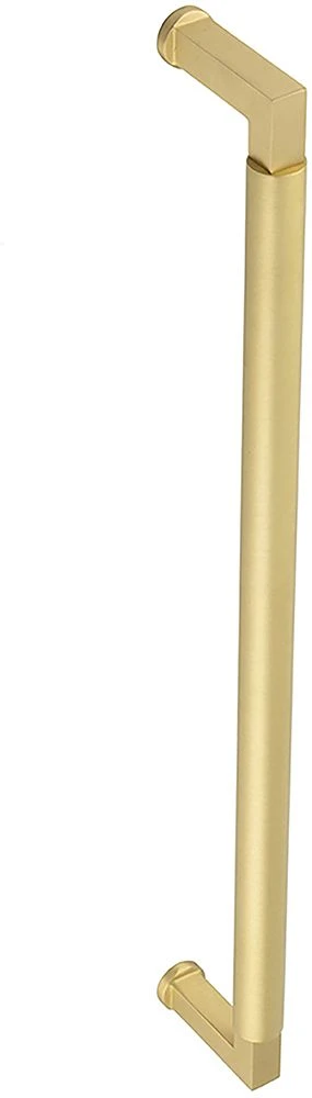 Rectangular Bolt Through Pull Handle With Rounded Grip - 439mm Length (425mm Centres) - Satin Brass (Lacquered) - Suitable For Use With FD30 / FD60 Fire Doors