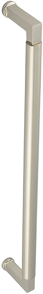 Rectangular Face Fixed Pull Handle With Rounded Grip - 439mm Length (425mm Centres) - Satin Nickel - Suitable For Use With FD30 / FD60 Fire Doors