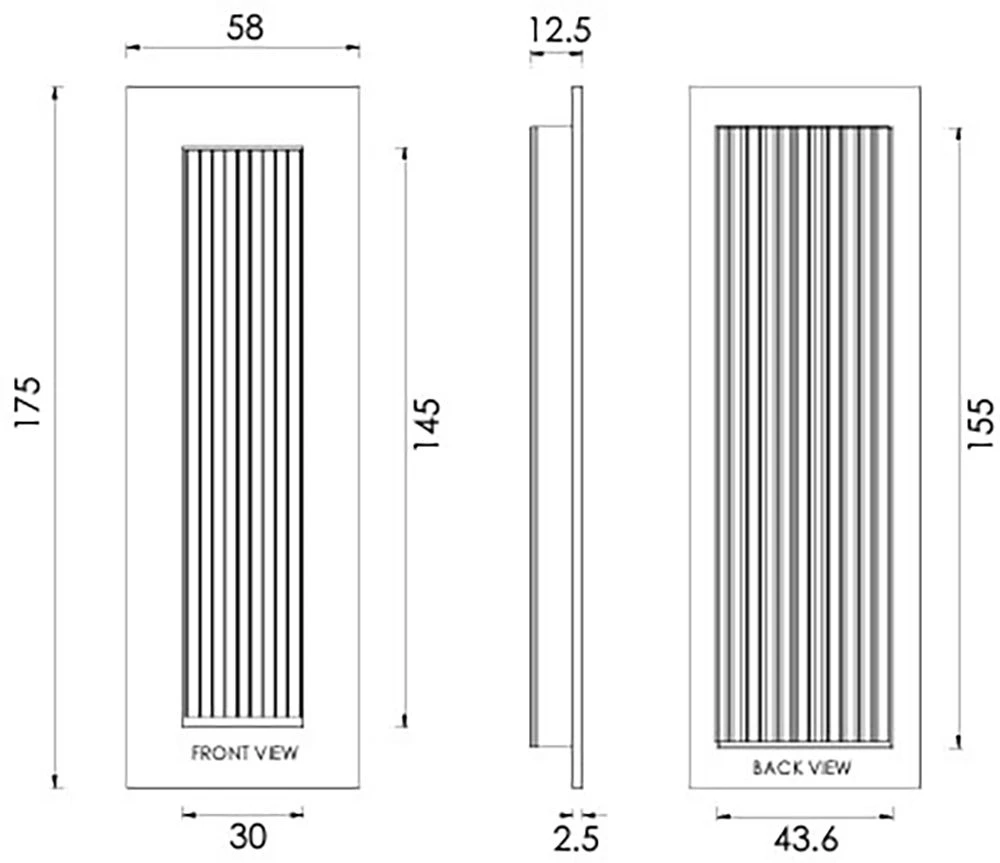 Rectangular Reeded Flush Pull Handle For Sliding Pocket Doors - Three Sizes Available - Satin Brass (Lacquered) - Image 5
