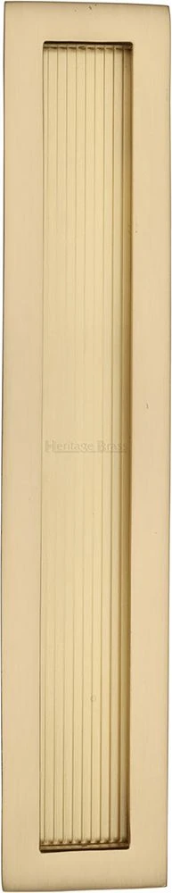 Rectangular Reeded Flush Pull Handle For Sliding Pocket Doors - Three Sizes Available - Satin Brass (Lacquered) - Image 3
