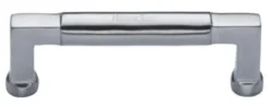 Rectangular Section Cabinet Pull Handle With Round Grip - Available In Six Sizes - Satin Chrome