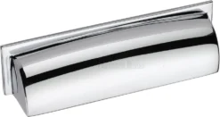 Rectangular Shaped Cup Handle - Rear Fix - Available In Two Sizes - Polished Chrome