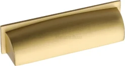 Rectangular Shaped Cup Handle - Rear Fix - Available In Two Sizes - Satin Brass (Lacquered)