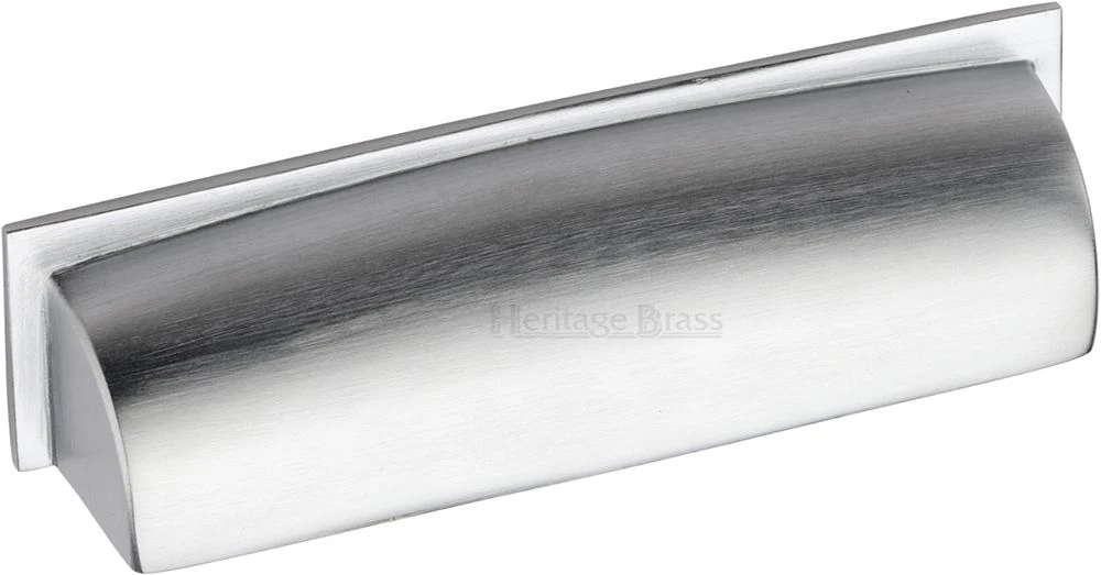 Rectangular Shaped Cup Handle - Rear Fix - Available In Two Sizes - Satin Chrome
