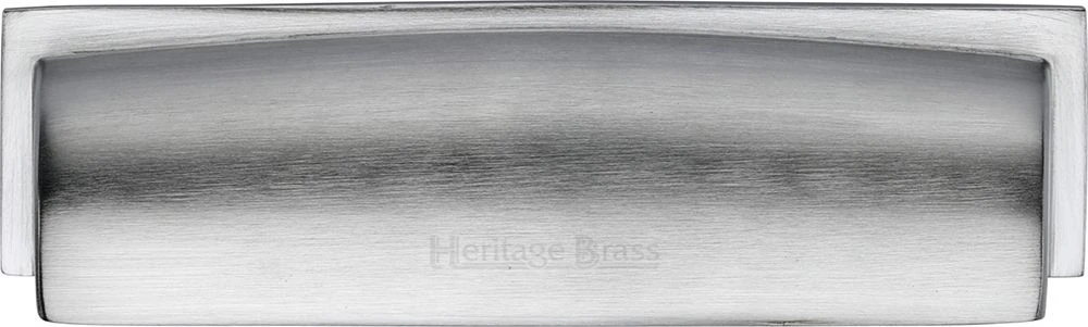 Rectangular Shaped Cup Handle - Rear Fix - Available In Two Sizes - Satin Chrome - Image 2