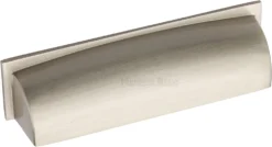 Rectangular Shaped Cup Handle - Rear Fix - Available In Two Sizes - Satin Nickel