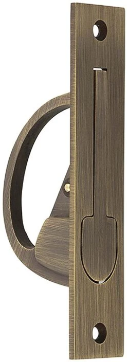 Pocket Door Edge Pull - Counterbalanced - 130mm X 26mm - Antique Brass (Lacquered)