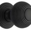 Reeded Cabinet Knob With Rose - Available In Two Sizes - Matt Black