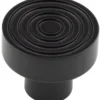 Reeded Detail Circular Cupboard Knob - Available In Two Sizes - Matt Black